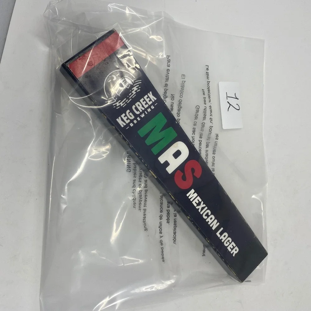 Keg Creek Brewing MAS Mexican Lager Beer Tap Handle Wood Black Red Green White
